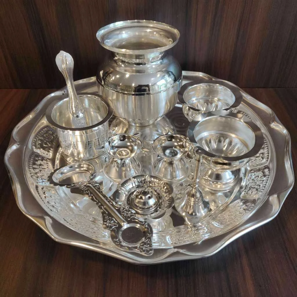 German Silver Pooja Set