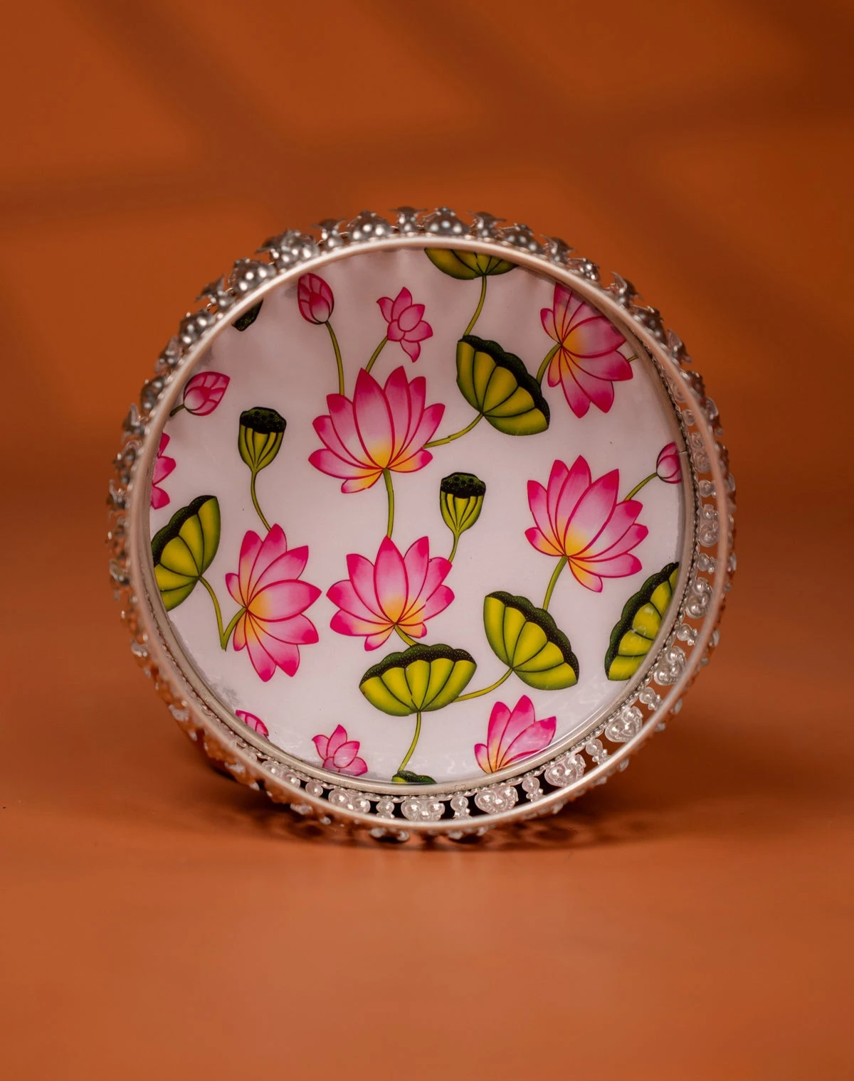 German Silver Pichwai printed Tray - 1