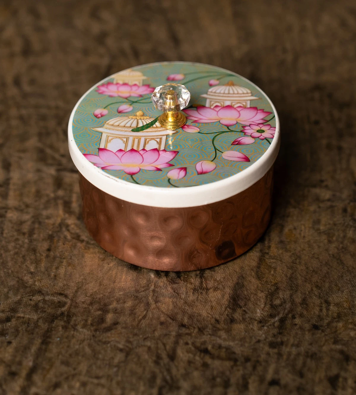 Digital Printed Copper Dry Fruit Jar - Pichwai Cow - 2