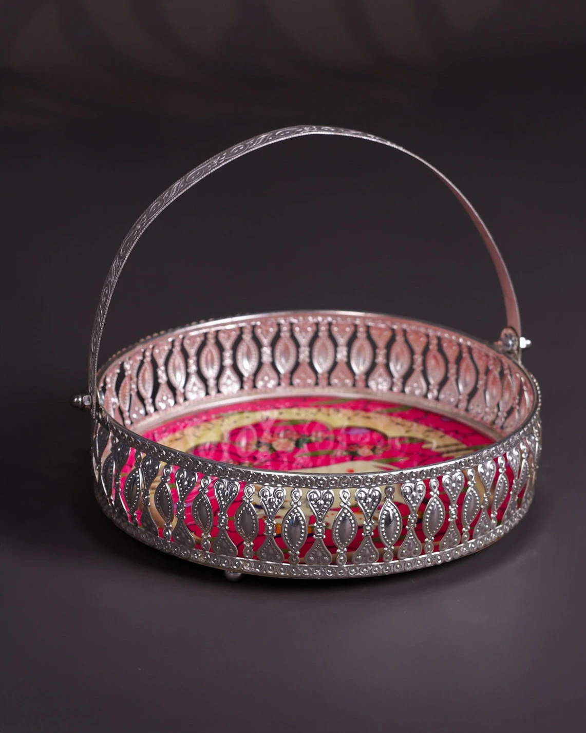 German Silver Pichwai printed Tray - 3