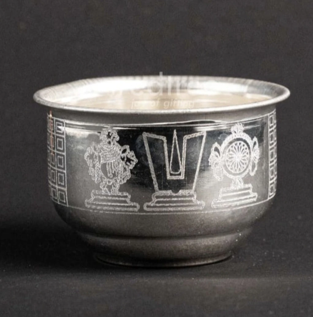 German Silver  prasadam bowl  Shanku Chakra Nama Design