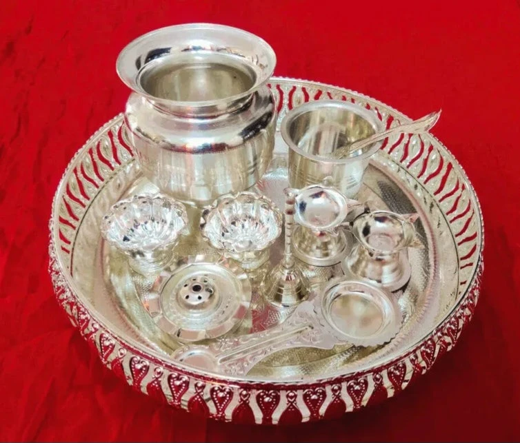 German Silver Pooja Set